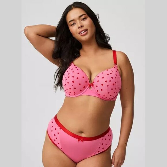 Torrid - Second Skin Mid Rise Thong Panty in Hearts Out Red & Pink - Picture 1 of 13